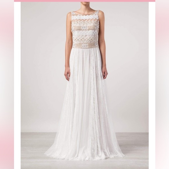 Marchesa NWT gown ivory cream white lace beaded dress - Picture 5 of 16